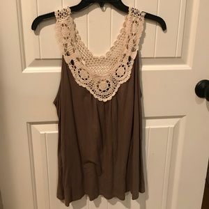 💕Forever 21 Brown Lace Tank-Top Size Large